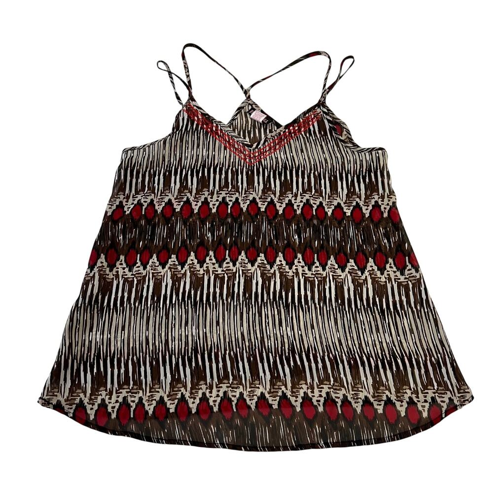 Paperdoll V-Neck Sleeveless Tribal Print Blouse Size M Y2K 90s Festival Bohemian